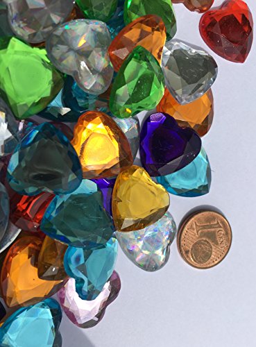 100 Stück glitzernde Strasssteine selbstklebend Deko Herzen 16mm bunt basteln Gltzersteine Schmucksteine Strass Steine zum Verzieren Dekoration Liebe von CRYSTAL KING - 3