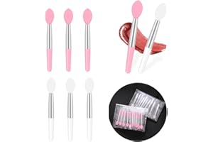 Silicone Mini Lip Brush,Yueser 20 Pieces Reusable Mini Silicone Lip Balm Brush Soft Silicone Head Handle Lip Applicator Brushes Beauty Makeup Tool - 5 cm (Pink,White)