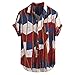 Produktbild TWISFER Herren Hawaiihemd Geometrische Gedruckt Freizeit-Hemd Hawaiian Shirt Herren Front-Tasche Kurzarm Rundsaum Lose Hemden Bluse Hawaiihem