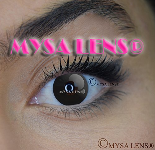 'Lenti a contatto di colore fantasia Crazy Lens Cosplay Mysa Lens® Occhi Nero/Occhio Nero/Black Out + Soluzione per lenti 10 ml + astuccio in omaggio - 12 mesi senza correzione