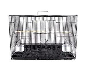 Just Click Fashion Bird Cage for Budgies,Finches,Love Birds, Cocktail, Large Birds - Large Size (Black)