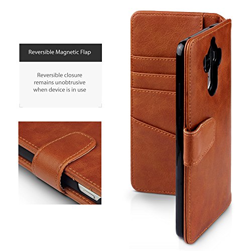 Huawei Mate 9 Funda Cartera de autentico cuero con compartimento para billetera - Co  ac