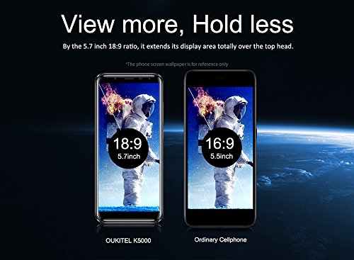 OUKITEL K5000 Smartphone 4G Android 7.0 (MTK6750T Octa Core 1.5 GHz, 5.7â€ 18:9 HD+ Schermo, 4 GB RAM 64 GB ROM, 21MP+16MP Camera, Fingerprint ID, Dual SIM, 5000mAh Batteria, OTA, Carica rapida) Oro