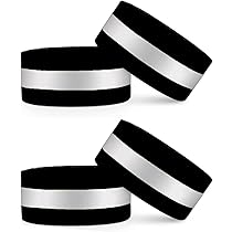 2 Bracciali Riflettenti Alta Visibilità - Fasce Catarifrangenti Regolabili Con Velcro Per Braccio, Caviglia, Polso - Per Corsa, Ciclismo, Sicurezza Notturna (Nero)