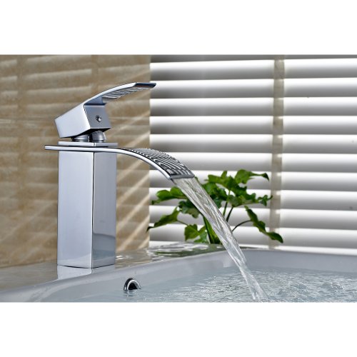 Auralum® Elegant Einhebel Mischbatterie Wasserhahn Armatur Waschtischarmatur Wasserfall Einhandmischer für Bad Badezimmer Waschbecken - 8