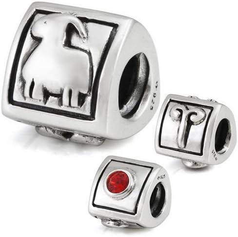 Star Sign Aries 925 Solid Sterling Silver Charm Bead OHM is Compatible with european bracelets