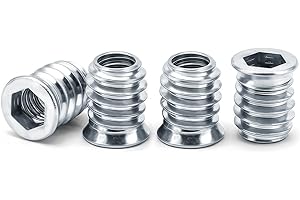 Drenky M4 Gewindeeinsatz Holz, 40 Stück Einschraubmutter M4x10mm Einschraubmuttern Silber, Einschraubmuffen Verzinkte Innensechskant, Einschraubhülse Gewindeeinsatzmuttern für Holzmöbel