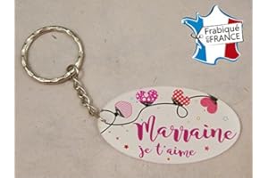 GRAVURE EVENTS Porte Clef - Marraine je t'aime (Cadeau Parrain Marraine Baptême Communion Noël, annonce et demande Marraine)