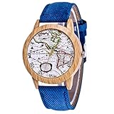 Giulogre 2019 Damen Armbanduhren Kinder Zeiger Outdoor Uhren Glas Gesicht Rundes Zifferblatt Mit Denim Band Quarzwerk Analog Uhren Jugendliche Mädchen Jungen (Blau)