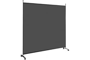 GOPLUS 1-częściowa ścianka działowa, 184 cm, ochrona przed wzrokiem z metalową ramą, ścianka działowa z tkaniny, parawan na kółkach, do biura, pokoju i szpitala (kolor szary)