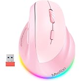 MEETION Ergonomik fare, kablosuz dikey fare RGB arkadan aydınlatmalı şarj edilebilir fare, Bluetooth (5.2 + 3.0) USB-A Tip-c 
