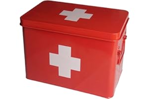 NIKTULE Premiers Soins, Secours en Fer métallique, étanche, boîte à médicaments avec Grand Espace et poignée, pour Voiture, Bureau, école ou Famille, Camping, Voyage Hors Route, etc