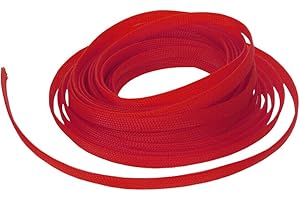 MOCNT 3mm Guaina Cavi PET Guaina Cavo Intrecciata Manicotto Espandibile Guaina Fili Elettrici Gestione dei Cavi Flessibile Ordinato Protettivo Tubo Guaina Isolante Rosso 10 Metri