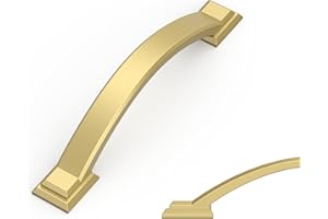 Amerdeco 10 Pièces Poignee de Meuble Cuisine Laiton brossé 96mm Alliage de zinc Oro Opaco Poignées Meubles avec Vis, pour Bureaux, Tiroirs, Armoires, Placard UK0081