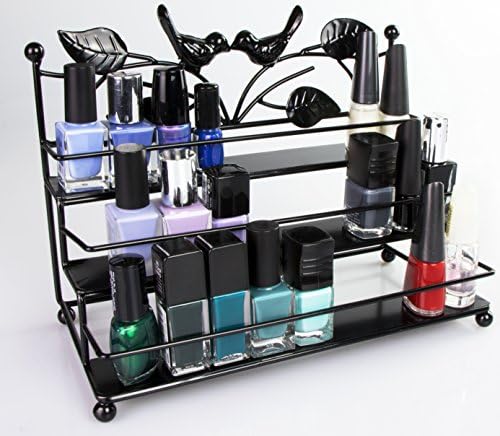 Cosmetic Organizer 3 Trays - Black 26 x 21 x 13 cm - Cosmetic Shelf Nail Polish Storage and Presentation - Grinscard