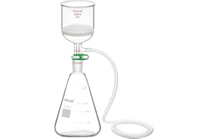 stonylab Buchner Set di Imbuti e Fiaschette, 350 ml Imbuto in Vetro con Borraccia Erlenmeyer da 1L e Tubo in Silicone per Uso in Laboratorio