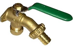 GS1 UK Future Build Supplies Ltd 1/2'' Quarter Turn Lever Action Outside Garden Bib Tap with Built in Wall Plate Elbow with Hose Connector