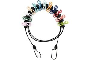 GLAITC Tragbare Elastische Wäscheleine Winddichtes Seil 1Pack, Einziehbare Wäscheleine mit 12 Wäscheklammern, Verstellbare Wäscheleine für Balkon Outdoor Reisen Camping Wäsche trocknen (farbig)