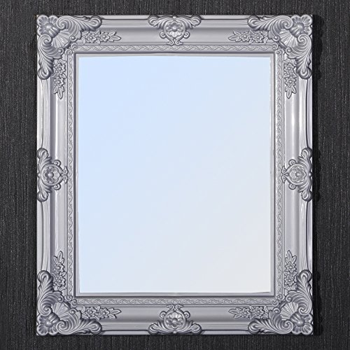 SPIEGEL AUS KUNSTSTOFF GRAU SILBER WANDSPIEGEL IM BAROCKDESIGN DEKOSPIEGEL 37,5x32cm - 2