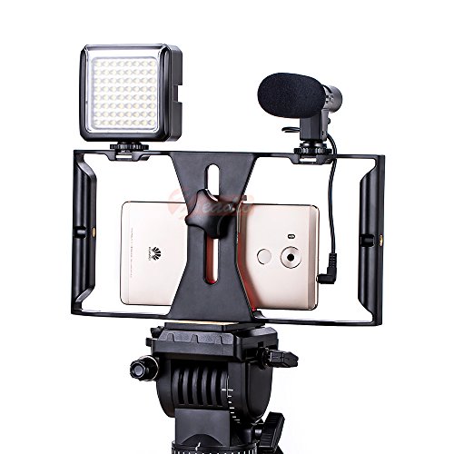 Zeadio Videoproiettore Smartphone, videocamere Stabilizzatore di supporto per maniglie, registrazione di pellicole per case di registrazione per videomaker Filmmaker Videographer - adatta per iPhone, Samsung e tutti i telefoni