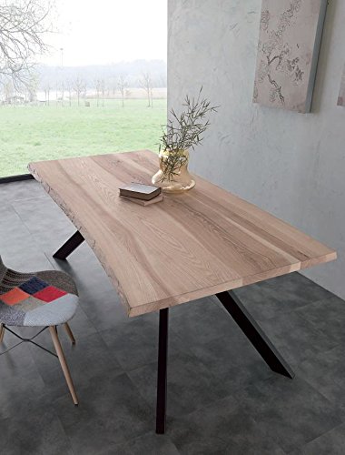 bio-metal Table with Plan in Solid and Base in Painted Iron – 200 x 100