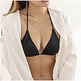 Yheakne Boho Slave Chain Body Necklace Gold Bikini Bra Chain Necklace Long Bead Harness Bra Necklace Beach Body Chain Jewelry for Women and Girls Summer Gifts (Gold)