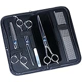 Kingstar 7 Inchs Professional PET DOG Grooming Scissors Suit Stainless Steel Home Cutting Curved Thinning Shear