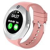 Bluetooth SmartWatch Armband Touchscreen mit Kamera SIM Karten Einschub Sport Tracker Uhr mit Schrittzähler Schlaf Monitor Handy-Armbanduhr für Android Smartphones (Rosa)