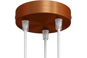 creative cables - Kit rosone cilindrico in Metallo a 3 Fori - Conico, Rame Satinato