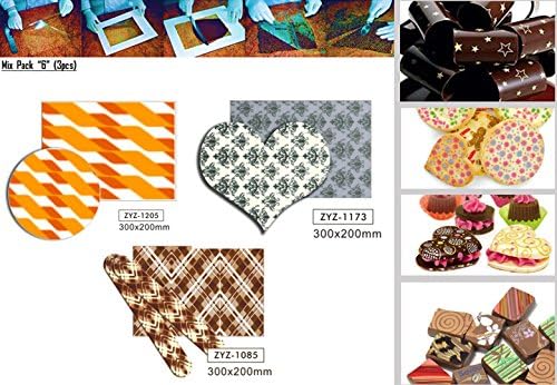 Mix Pack 3 pieces Printed Chocolate Transfer Sheet Edible Designs for Decorations (MOD6)