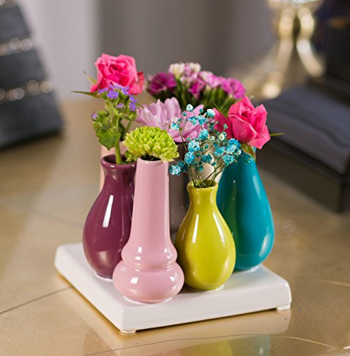 Keramikvasenset Blumenvase Keramikvasen bunt Vase Blumen Pflanzen Keramik Set Deko Dekoration 1 Set - 5