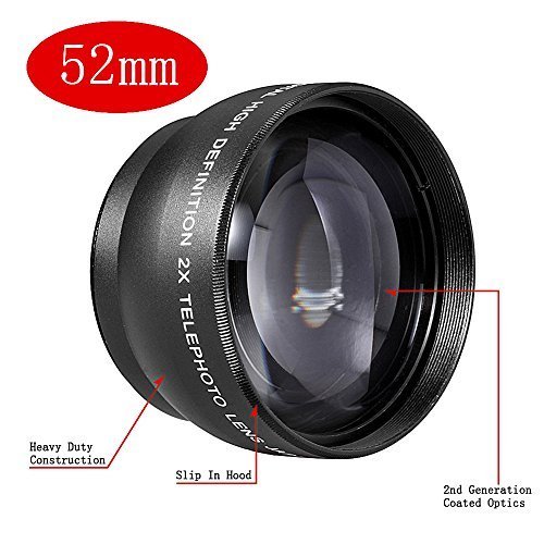 Neewer® 52 mm Telephoto Lente con Bolsa para cámaras SLR Digitales y videocámaras con 52 mm Rosca de Filtro - Neewer
