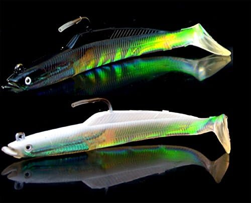 Carreguard 2 Pieces Sandeels Lures Sea Fishing Lures With Quality Hook（Random in Color）