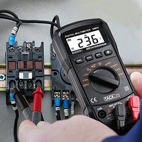 Tacklife DM03 Klassisches Digital Multimeter, AC Spannungsprüfer Tragbare Prüfvorrichtung Messung von Spannung Strom Widerstand Messinstrument mit Hintergrundbeleuchtung - 4