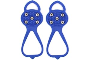 LICHENGTAI Universal Non-Slip Gripper Spikes, Grippers Spikes Anti-Slip Over Shoe, Ice Grips for for Boots Shoes, Anti-Slip Snow Grips, Silicone Crampons Ice Grips Cleat Shoes Covers for Hiking Walking, Red