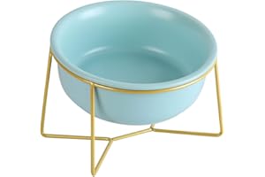 HCHLQLZ Ciotole per Cani Rialzate Ceramica - Ciotola Cane Alta con Supporto in Metallo - Ciotola Gatto Rialzata Anti Vomito - Scodella Cibo e Acqua per Cani di Piccola e Media Taglia e Gatti Grandi - 800 ml