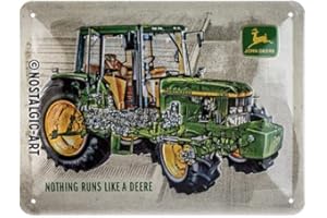 Nostalgic-Art Plaque vintage, John Deere – Model 6410 Cutaway – Idée de cadeau pour fans de tracteurs, en métal, Design vintage, 15 x 20 cm, 26268
