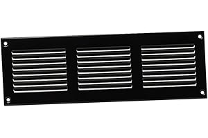 EUROPLAST 300x100mm / 12x4" inch Black Metal Air Vent Grille Cover with Insect Mesh - Ventilation Cover