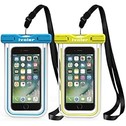 iVoler [IPX8 Certificado] [2 Unidades] Funda Bolsa Móvil Impermeable Universal para Xiaomi, iPhone, Samsung Galaxy, Huawei, Smartphones, Monedas, Pasaporte, etc. (Azul+Verde)