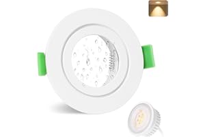 YindaLux Spot led encastrable GU10 cadre IP65 incl.5W Module LED 2700K, Spot encastrable 230V Blanc mat Spots de plafond Rond plat Spot 68mm Trou pour extérieur-intérie, Lot de 1, Non dimmable
