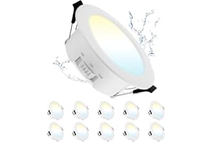 10 Pack LED Spots 68mm 5W IP44 3CCT 450LM Öppningsstorlek: Ø65-75mm
