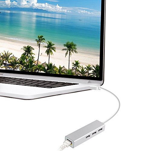VersionTECH  Hubs USB 3 0 con RJ45 Adaptador Ethernet de Red Network de 10 100M Fast Ethernet LAN para Macbook  Chromebook  Windows 10  8 1 8  7  XP  Vista  Mac OS X 10 11 Surface Pro  Wii  Wii U  Linux  Plata 