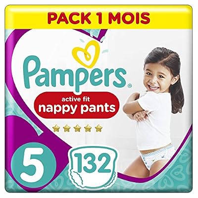 Pampers - Active Fit Pants - Couches-culottes Taille 5 (12-17 kg) - Pack 1 Mois (x132 culottes)