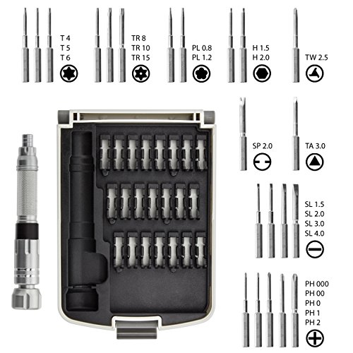deleyCON Schraubendreher Set 23-teilig Magnetische Schraubendreher Bits Werkzeugset für Handy Smartphone Tablet Laptop Uhren Brillen Präzisions Werkzeug - 2