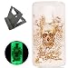 Produktbild LG K8 hülle,[Mit freiem schwarzem Kickstand] Keyye [Kreative Luminous Durable] Silikon hülle,Aquarell Drucken Muster [Anti Staub]SchlankWeich gel TPU Schrubben Transparent Schutzhaut fluoreszierend Grüner Effekt Nacht Glühen in der Dunkel Portable Cover für LG K8-Skelett Rose
