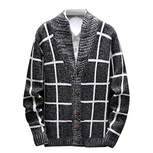 Preisvergleich Produktbild Herren Kariert Strickwaren Cardigan College Softshell Jacke Wollpullover Strickjacke Hip Hop Sweatjacke Herbst Jacket Business Windbreaker Sportjacke Outdoorjacke Windjacke übergangsjacke