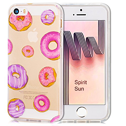 Coque iPhone SE, Coque iPhone 5S, SpiritSun Housse Etui TPU Silicone Clair Transparente Ultra Mince Souple Douce Coque pour Apple iPhone SE / 5 / 5S + Stylet et Bouchon Anti-Poussière 