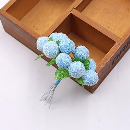 JIALE3536 Artificial Flowers 10Pcs Foam Cherry Stamens Chiffon Artificial Flower Wedding Home Decoration Diy Wreath Gift Box Cut &amp; Clip Craft Fake Flower,Blue