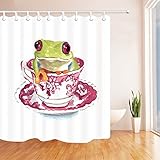 MIWANG Aceite Pintura Arte Rana Cortina De Ducha, Baño Impermeable Anti-Moho Cortinas Cortinas...