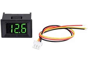 VOBOR Cyfrowy woltomierz DC 0-100 V LED, 0,36 cala, trójprzewodowy miernik napięcia, wodoszczelny (zielony)